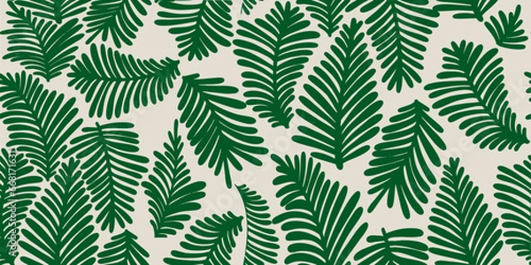 Fototapeta Floral print. Seamless pattern. Hand drawn style. Collage contemporary print. Fashionable template for design.
