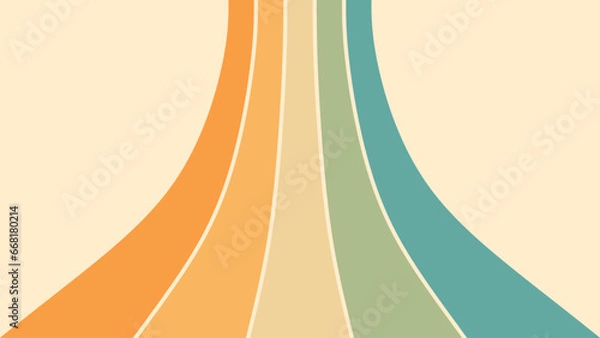 Obraz Abstract background of rainbow groovy Wavy Line design in 1970s Hippie Retro style. Vector pattern ready to use for cloth, textile, wrap and other.