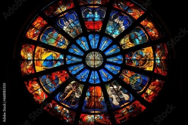 Obraz Stained glass designs with luminous colors.