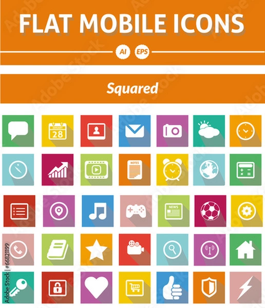 Fototapeta Flat Mobile Icons - Squared Version