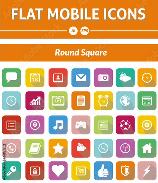 Fototapeta Flat Mobile Icons - Rounded Square Version