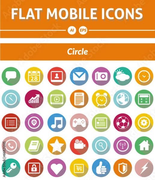 Fototapeta Flat Mobile Icons - Circle Version