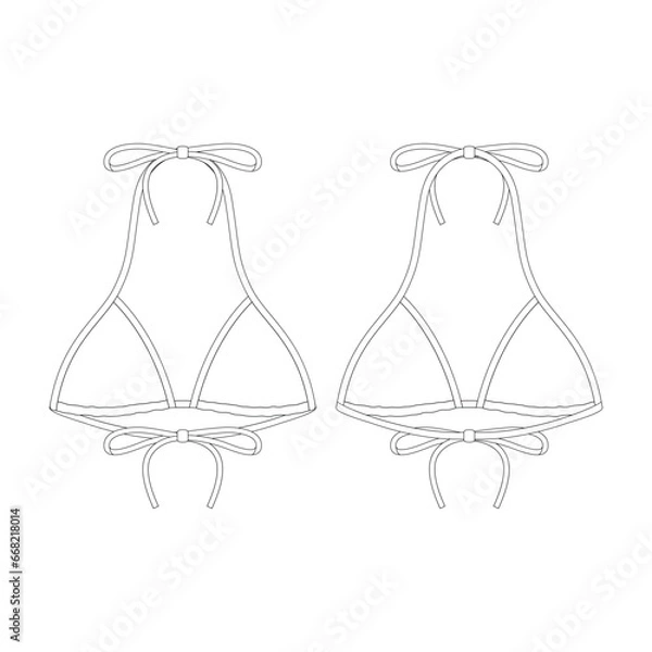 Obraz template crinkle string triangle bikini top vector illustration flat design outline clothing collection