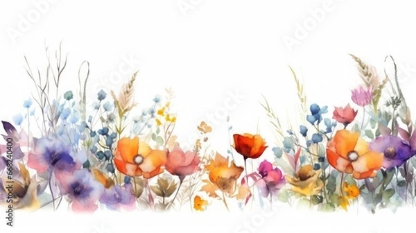 Fototapeta Watercolor decorative frame. Abstract background. Invitation, advertisement, thanks. Ornamental leaves