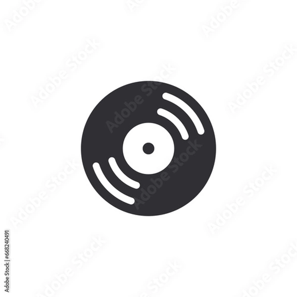 Fototapeta Vinyl record. Record for gramophone. Classic vinyl record for music. Audio file. Audio icon. Sound file. Music icon. Music file. Audio sign.  Voice icon. Audio system. Music player. Vinyl shop. Disc