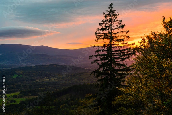 Obraz sunset in the mountains