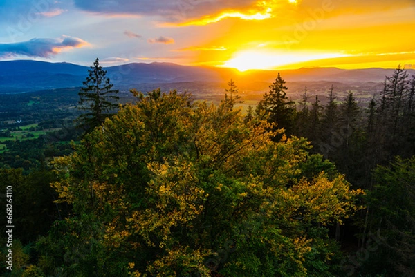Obraz sunset over the mountains