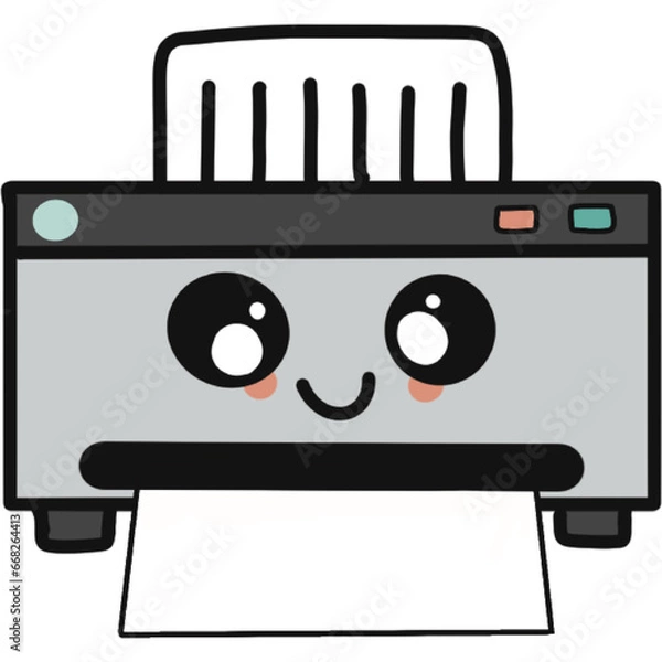 Obraz Kawaii printer illustration, transparent background