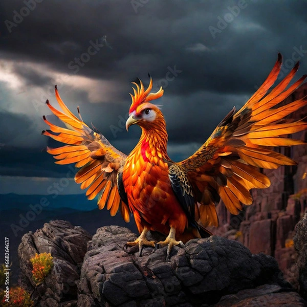 Fototapeta Phoenix fantasy bird, generative ai