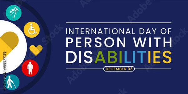 Fototapeta International Day of Persons with Disabilities (IDPD) is celebrated every year on 3 December. Vector illustration