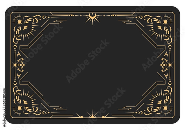 Fototapeta The reverse side of a tarot cards batch, magic frame with elegant pattern, esoteric and mystic border, vector