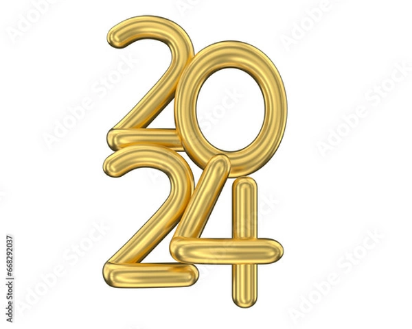 Fototapeta year 2024 golden symbol 3d render