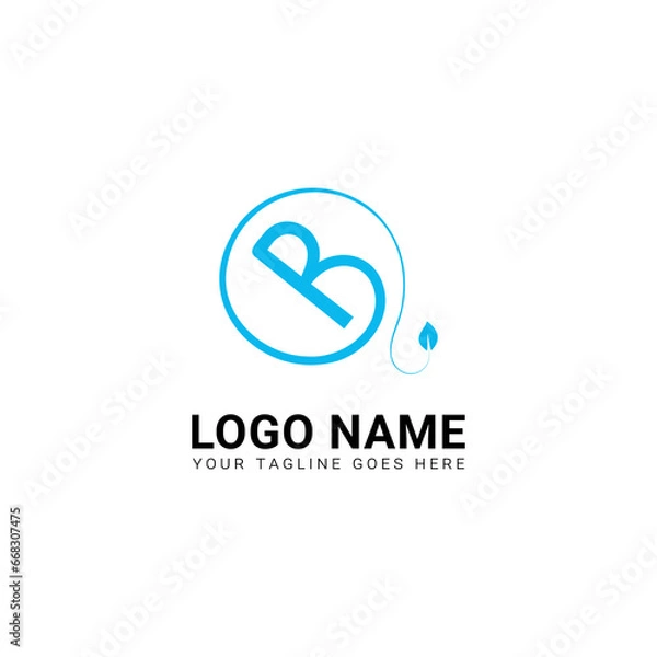 Fototapeta Premium Vector B Logo, Elegant identity design in blue color, Modern and unique letter B Q initials logo design.