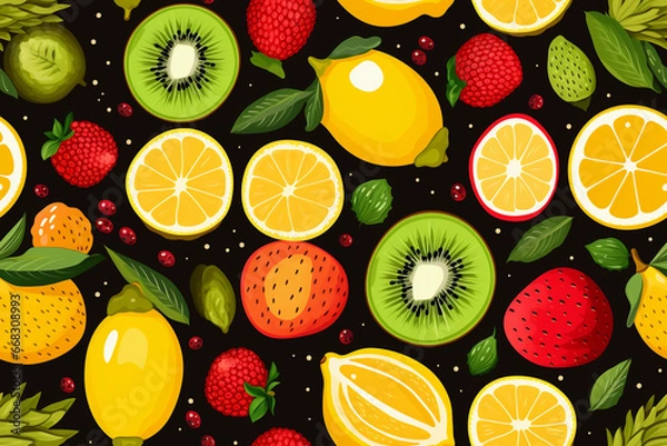 Obraz Background with fruits, Generative AI