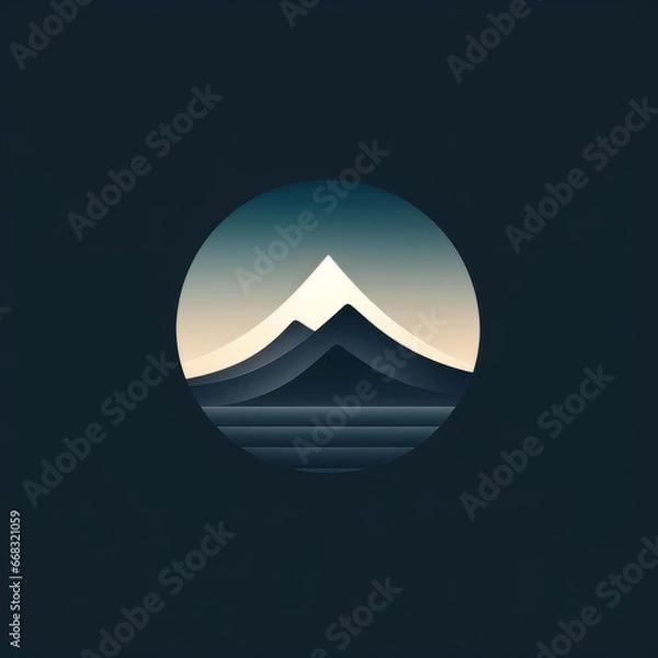 Obraz Logo abstract landscape of mountains and sea on a black background. Template.