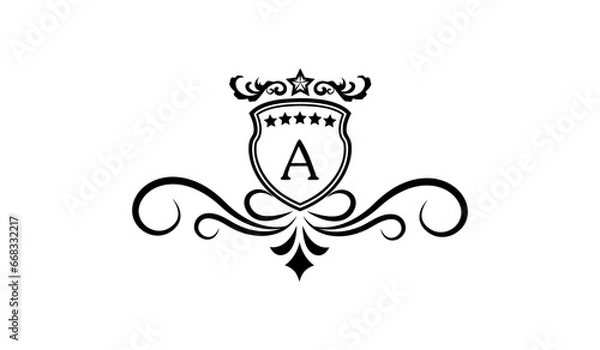 Fototapeta Luxury Monogram shield with crown Logo A
