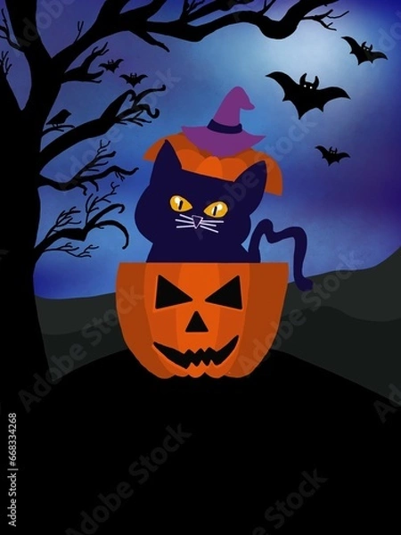Obraz Halloween Pumpkin Cat
