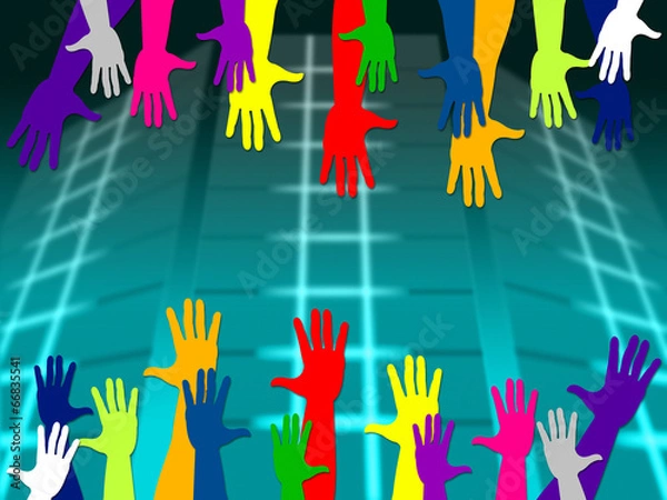 Fototapeta Reaching Out Means Hands Together And Arm