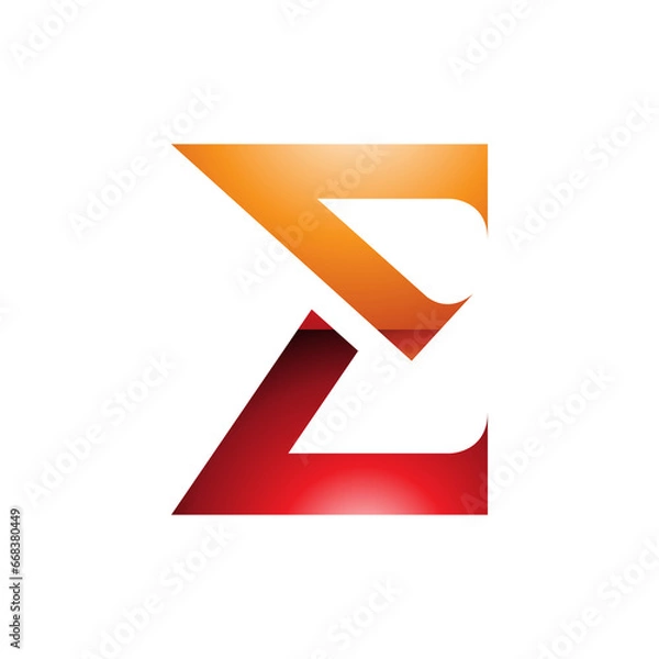 Obraz Orange and Red Sharp Glossy Elegant Letter E Icon