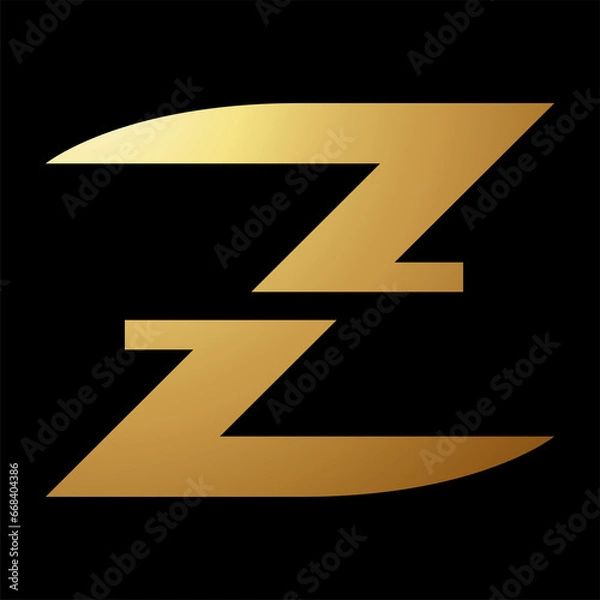 Fototapeta Gold Abstract Horizontally Split Letter Z Icon