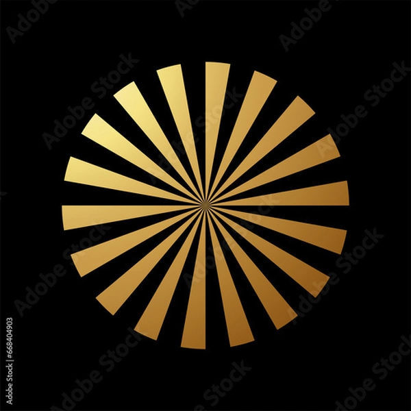 Fototapeta Gold Abstract Round Shaped Icon with Triangular Stripes