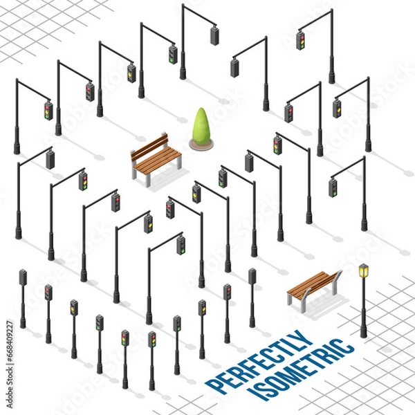 Obraz Isometric Traffic Light Combinations