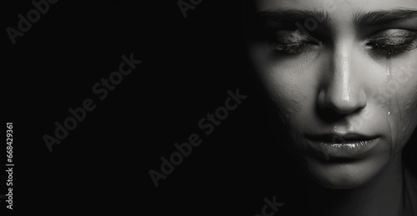 Obraz black and white portrait of a woman cry