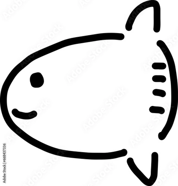 Obraz ゆるいマンボウの線画のイラスト