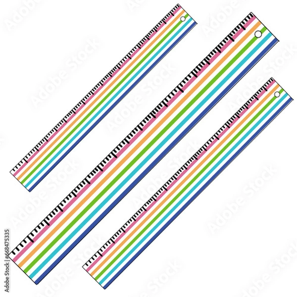 Obraz There are 3 rainbow-patterned rulers