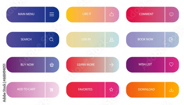 Fototapeta Gradient call to action buttons collection