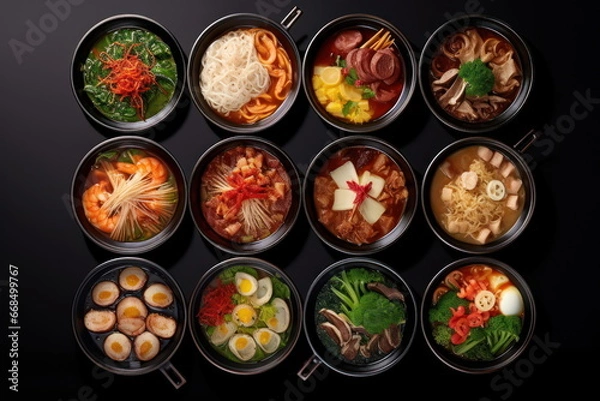 Fototapeta Sukiyaki full set, luxury food on table