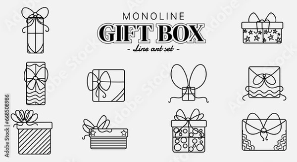 Obraz Monoline Gift Box Vector Set
