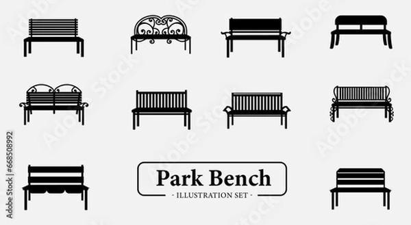 Obraz Park Bench Illustration Set