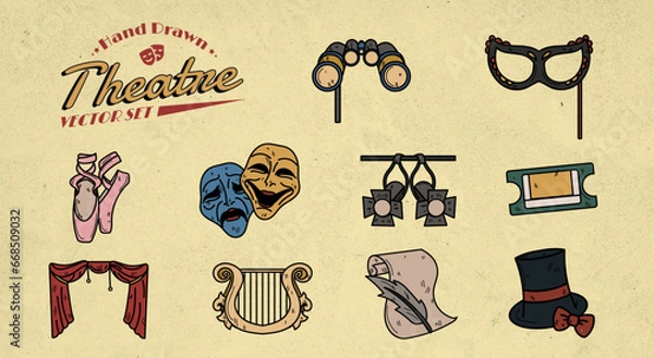Obraz Hand Drawn Theatre Vector Set