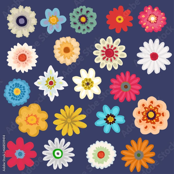 Obraz レトロでカラフルな花