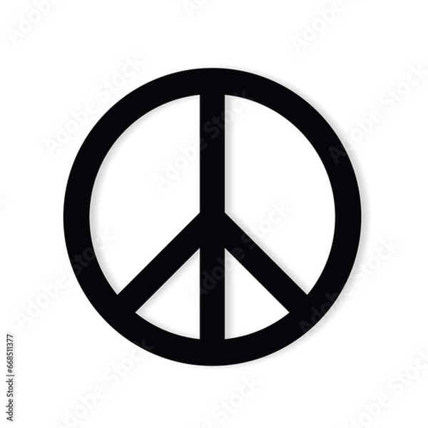 Fototapeta Black icon of the international symbol of peace, peace sign Pacific is on a white background. Emblem of the anti military movement, no war sign