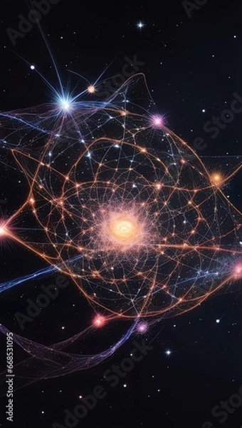 Fototapeta Abstract space background with stars and nebula. 3D illustration.