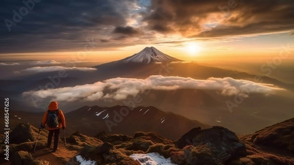 Obraz 絶景の富士山（夕日）
