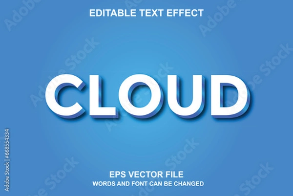 Fototapeta Cloud 3D Text Effect Editable Vector or EPS