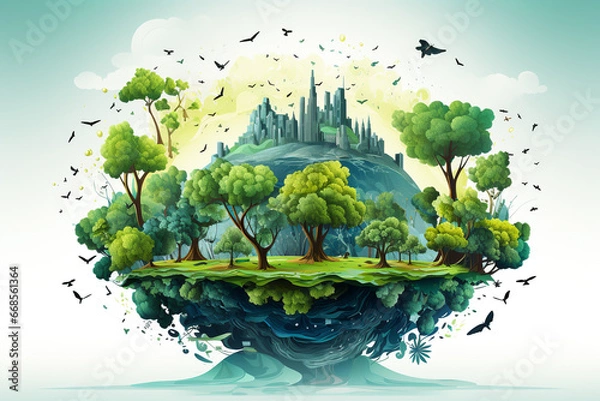 Fototapeta World environment and earth day concept with eco friendly enviroment