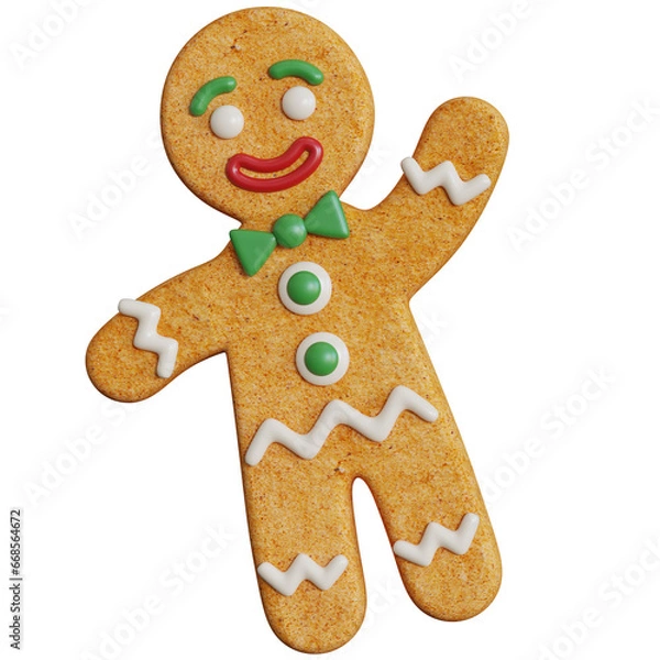 Obraz Gingerbread man 3d rendering isolated from the background