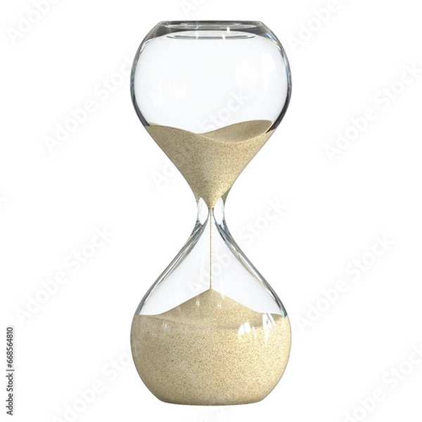 Obraz Hourglass on white background, sandglass 3d rendering