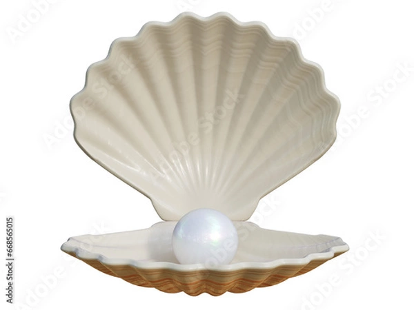 Obraz Pearl inside seashell 3d rendering