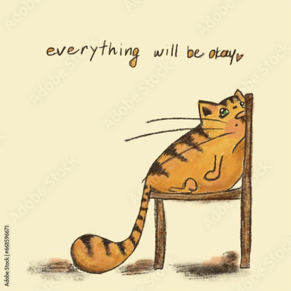 Obraz Hand drawn Cat postcard for someone who needs a cheer up