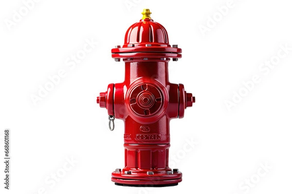 Fototapeta bright red fire hydrant isolated PNG Background. Generative Ai.