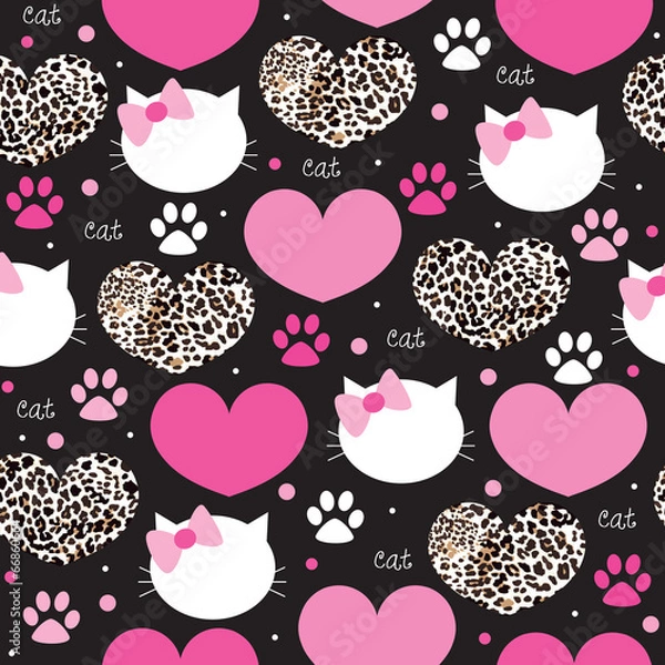 Obraz Leopard serce płaszcz z wektorem wzoru twarz kota
