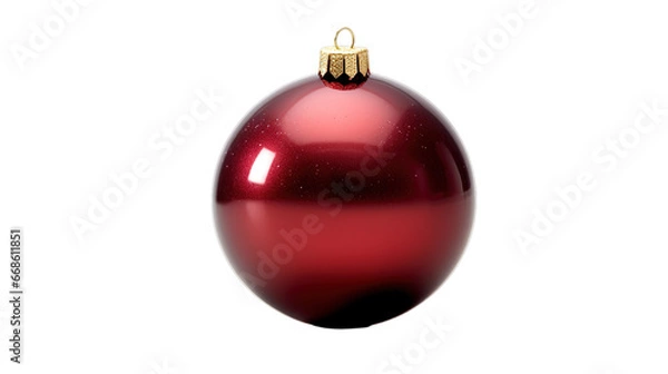 Fototapeta Christmas red baubles isolated on transparent background, Generative ai.