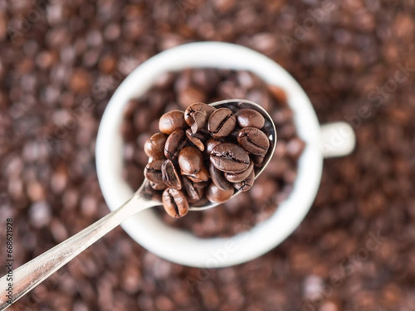 Fototapeta Roasted coffee beans forming a background pattern