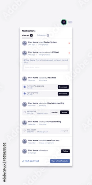 Fototapeta Platform website homepage mobile dropdown menu UI design