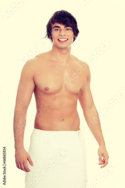 Obraz Handsome, happy young man with the towel.